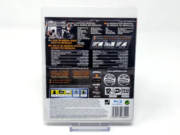 Parte trasera de Guitar Hero: Metallica (ESP) (Rebajado) para PlayStation 3, edición PAL España