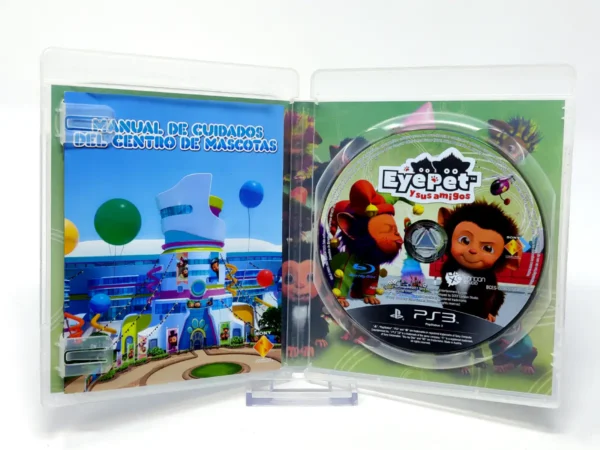 Interior del juego EyePet y sus Amigos (ESP) para PlayStation 3 con disco y manual