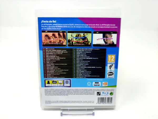 Parte trasera de Los 40 Principales: Karaoke Party Vol. 2 (ESP) para PlayStation 3, edición PAL España