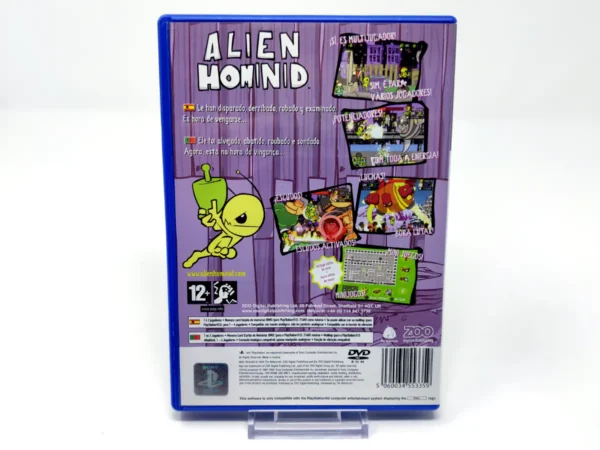 Parte trasera de Alien Hominid (ESP) para PlayStation 2, edición PAL España