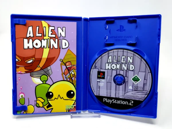 Interior del juego Alien Hominid (ESP) para PlayStation 2 con disco y manual