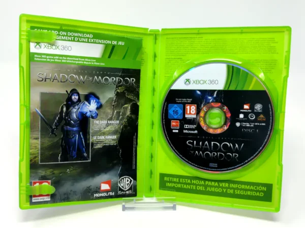 Interior del juego La Tierra-Media: Sombras de Mordor (ESP) para XBOX 360 con disco y manual