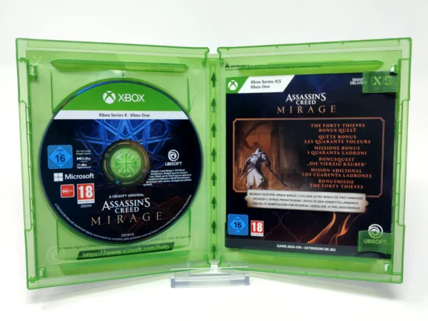 Interior del juego Assassin's Creed Mirage (ESP) para XBOX One / Series X/S con disco y manual