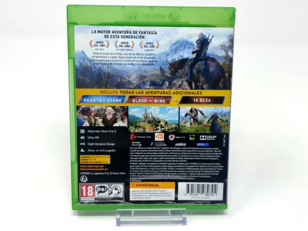 Parte trasera de The Witcher 3: Wild Hunt (GOTY Edition) (ESP) para XBOX One / Series X/S, edición PAL España