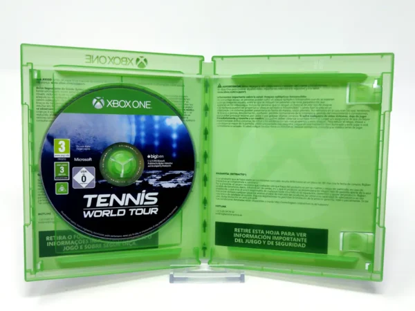 Interior del juego Tennis World Tour (ESP) para XBOX One / Series X/S con disco y manual