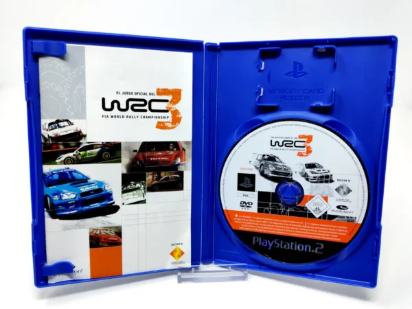 Interior del juego WRC 3: El Juego Oficial del FIA World Rally Championship (ESP) para PlayStation 2 con disco y manual