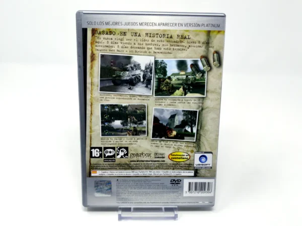 Parte trasera de Brothers in Arms: Road to Hill 30 (ESP) (Platinum) para PlayStation 2, edición PAL España