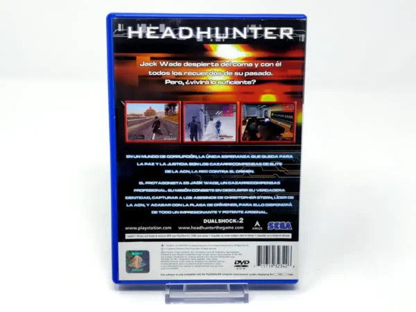 Parte trasera de Headhunter (ESP) para PlayStation 2, edición PAL España