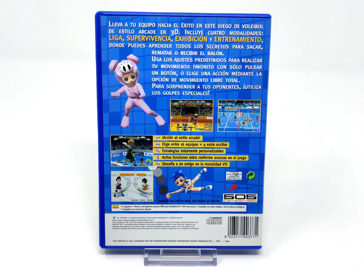 Parte trasera de Volleyball Challenge (ESP) para PlayStation 2, edición PAL España