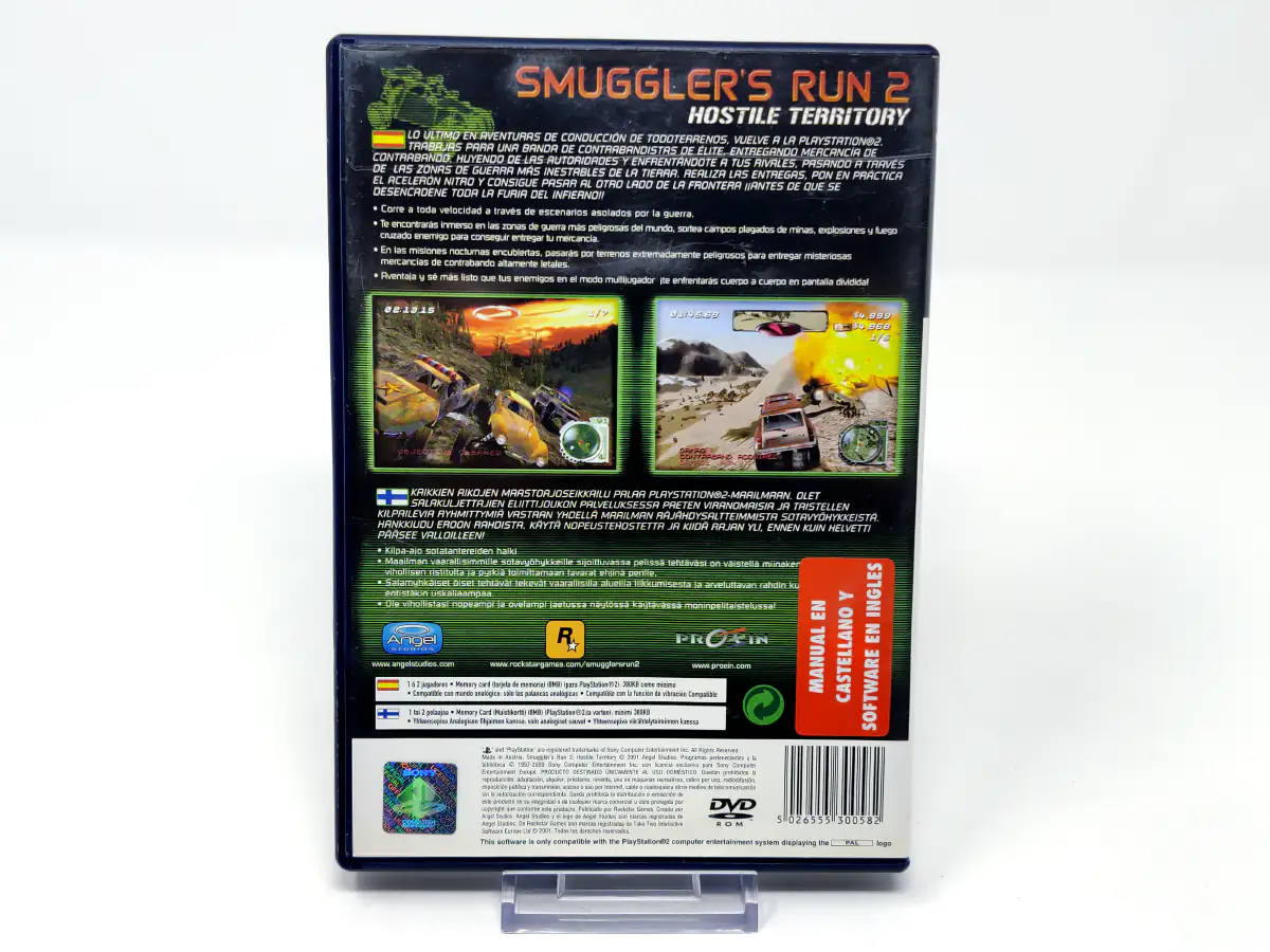 Parte trasera de Smuggler's Run 2 (ESP) para PlayStation 2, edición PAL España