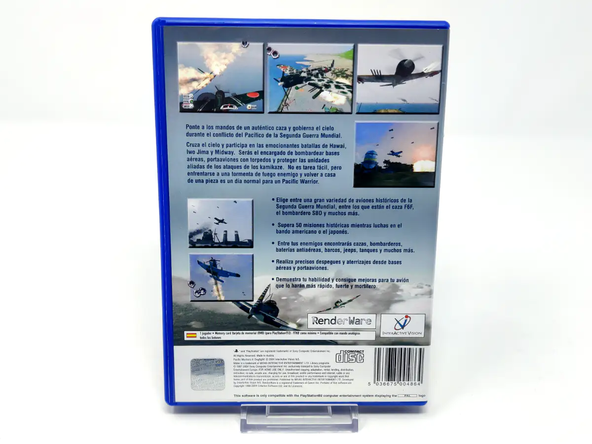 Parte trasera de Pacific Warriors II: Dogfight (ESP) para PlayStation 2, edición PAL España