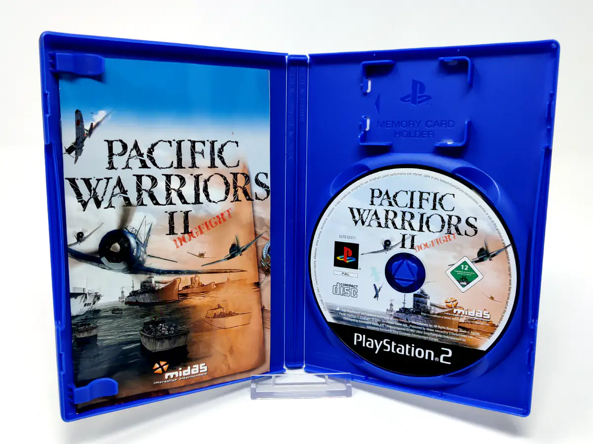 Interior del juego Pacific Warriors II: Dogfight (ESP) para PlayStation 2 con disco y manual