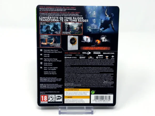 Parte trasera de Shadow of the Tomb Raider (Limited Steelbook Edition) (ESP) para XBOX One / Series X/S, edición PAL España