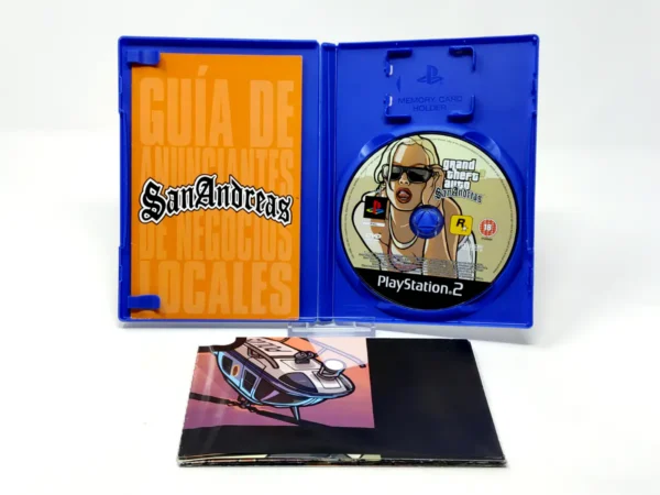Interior del juego Grand Theft Auto: San Andreas (ESP) (Con Mapa) para PlayStation 2 con disco y manual