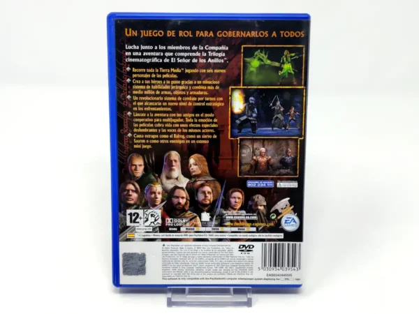 Parte trasera de El Señor de los Anillos: La Tercera Edad (ESP) para PlayStation 2, edición PAL España