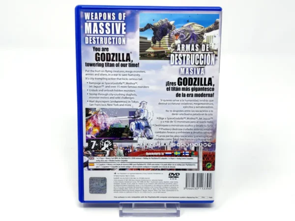 Parte trasera de Godzilla: Save the Earth (ESP) para PlayStation 2, edición PAL España