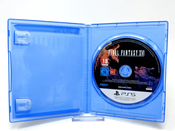 Interior del juego Final Fantasy XVI (ESP) para PlayStation 5 con disco y manual