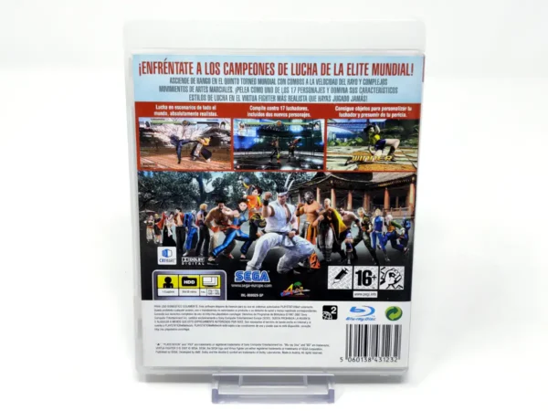 Parte trasera de Virtua Fighter 5 (ESP) para PlayStation 3, edición PAL España
