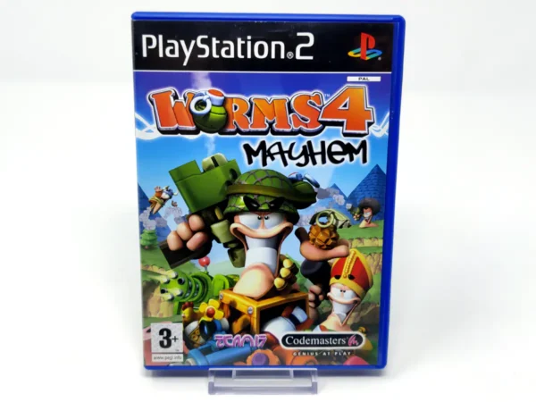 Portada de Worms 4: Mayhem (ESP) para PlayStation 2, edición PAL España, de segunda mano