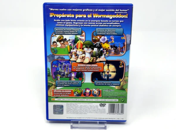 Parte trasera de Worms 4: Mayhem (ESP) para PlayStation 2, edición PAL España