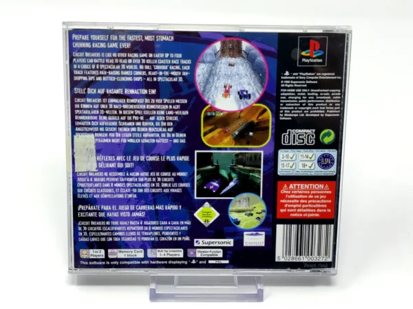 Parte trasera de Circuit Breakers (ESP) para PlayStation, edición PAL España