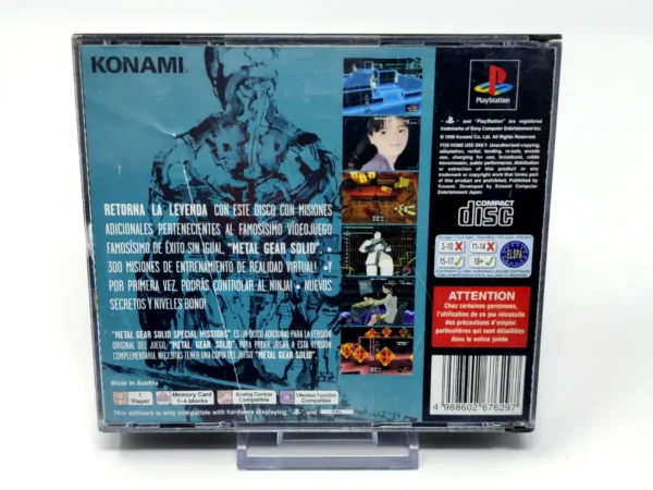 Parte trasera de Metal Gear Solid: Special Missions (ESP) (Rebajado) para PlayStation, edición PAL España