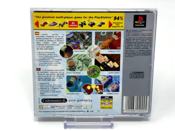Parte trasera de Micro Machines V3 (ESP) (Platinum) para PlayStation, edición PAL España