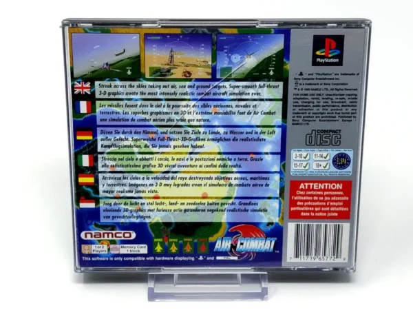 Parte trasera de Air Combat (ESP) (Platinum) para PlayStation, edición PAL España