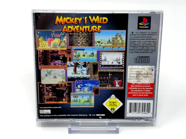 Parte trasera de Mickey's Wild Adventure (ESP) (Platinum) para PlayStation, edición PAL EUR