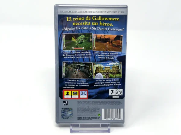Parte trasera de MediEvil: Resurrection (ESP) (Platinum) para PSP, edición PAL España