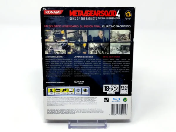 Parte trasera de Metal Gear Solid 4: Guns of the Patriots (ESP) (Cubre Cartón) para PlayStation 3, edición PAL España