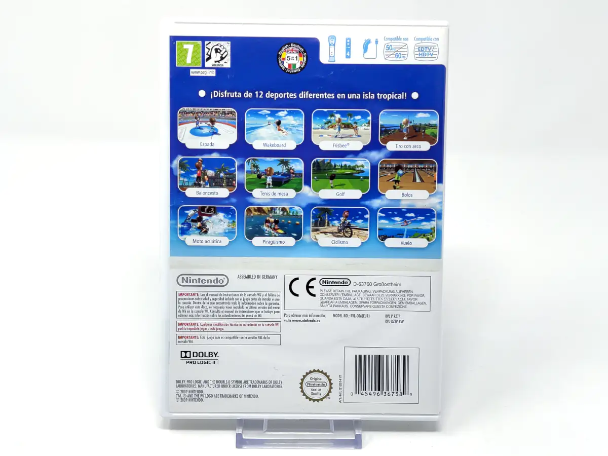 Parte trasera de Wii Sports Resort (ESP) para Nintendo Wii, edición PAL España
