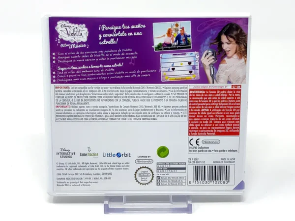 Parte trasera de Disney Violetta: Ritmo & Música (ESP) para Nintendo 3DS, edición PAL España