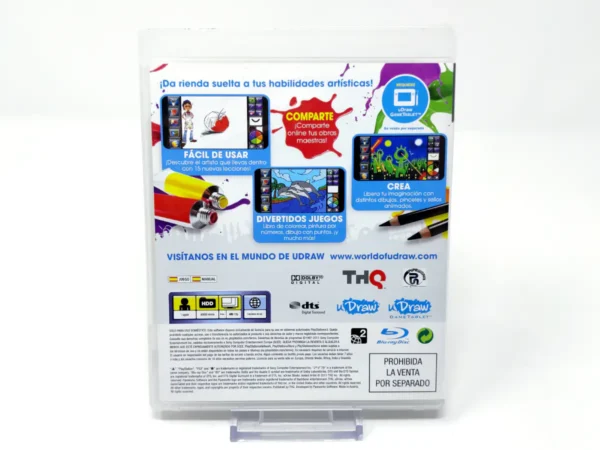 Parte trasera de uDraw Studio: Artista al Instante (ESP) para PlayStation 3, edición PAL España