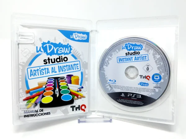 Interior del juego uDraw Studio: Artista al Instante (ESP) para PlayStation 3 con disco y manual