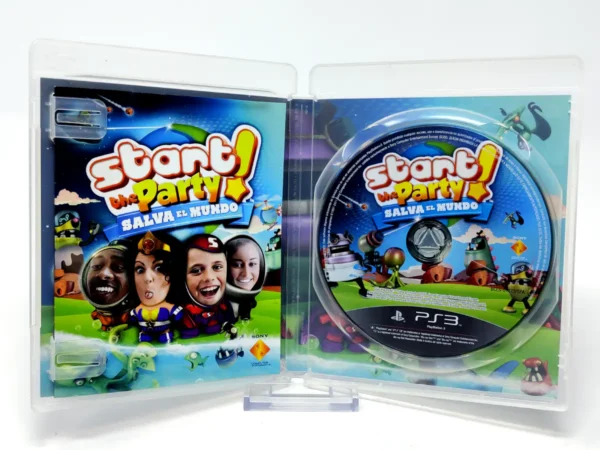Interior del juego Start the Party! Salva al Mundo (ESP) para PlayStation 3 con disco y manual