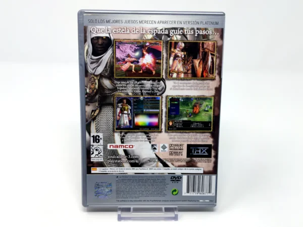 Parte trasera de SoulCalibur III (ESP) (Platinum) para PlayStation 2, edición PAL España