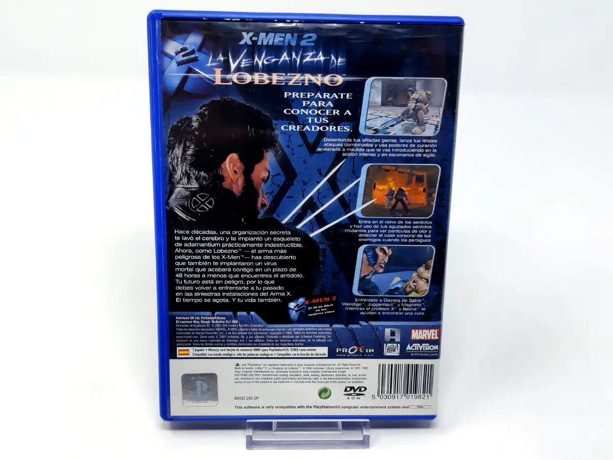 Parte trasera de X-Men 2: La Venganza de Lobezno (ESP) (Rebajado) para PlayStation 2, edición PAL España