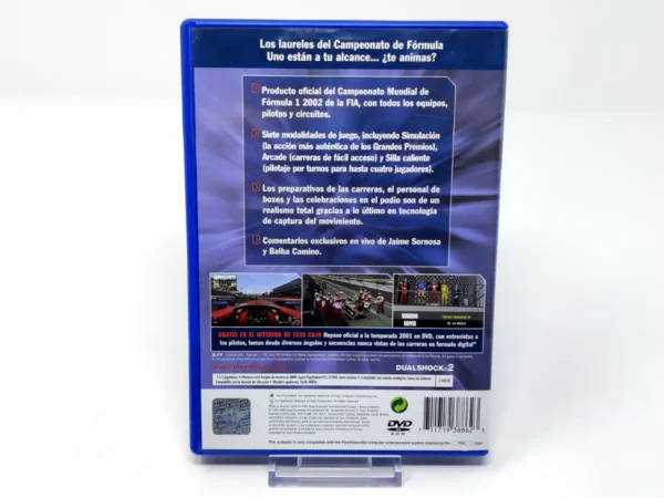 Parte trasera de Formula One 2002 (ESP) para PlayStation 2, edición PAL España