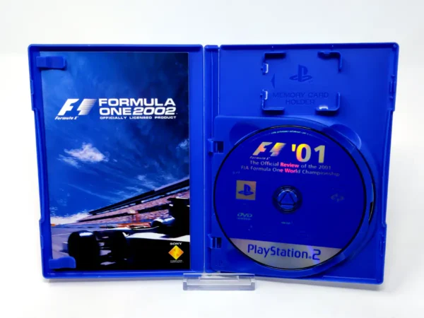 Interior del juego Formula One 2002 (ESP) para PlayStation 2 con disco y manual