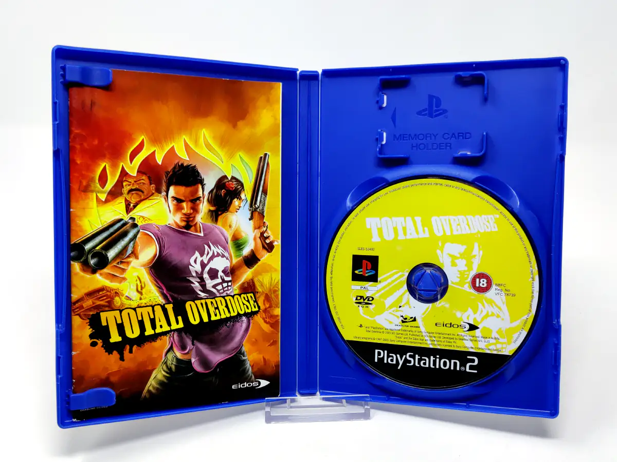 Interior del juego Total Overdose (ESP) para PlayStation 2 con disco y manual