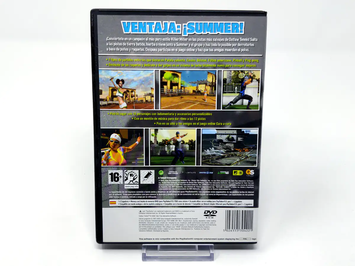 Parte trasera de Outlaw Tennis (ESP) (Rebajado) para PlayStation 2, edición PAL España