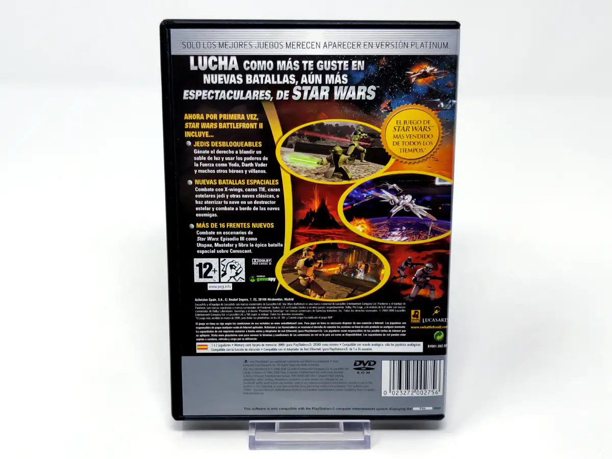 Parte trasera de Star Wars: Battlefront II (ESP) (Platinum) (Rebajado) para PlayStation 2, edición PAL España