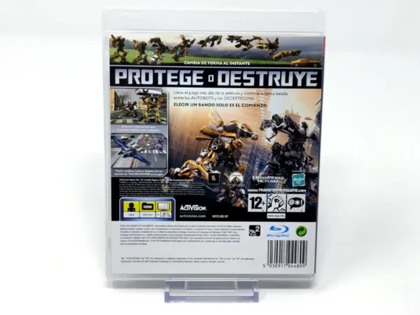 Parte trasera de Transformers: The Game (ESP) para PlayStation 3, edición PAL España