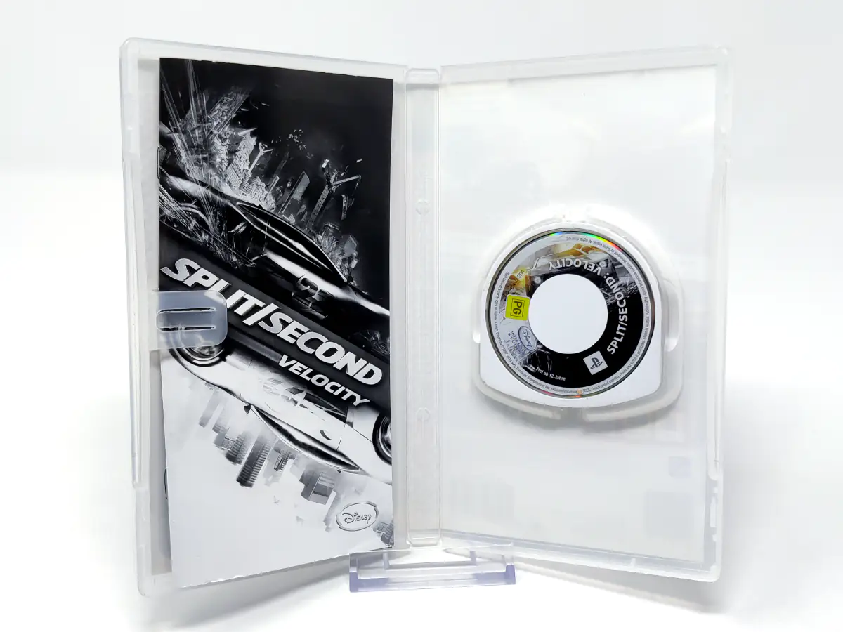 Interior del juego Split/Second: Velocity (ESP) (Essentials) para PSP con disco y manual
