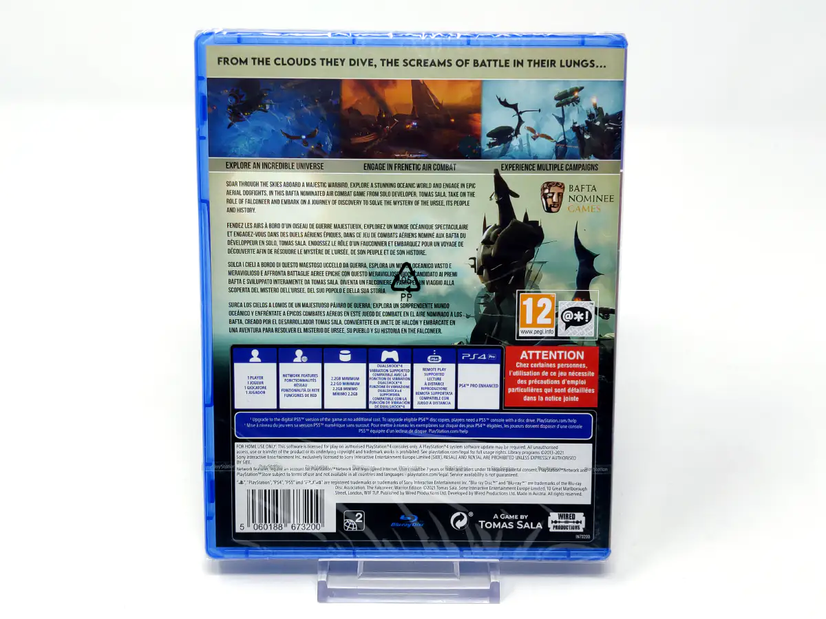 Parte trasera de The Falconeer (Warrior Edition) (ESP) (Precintado) para PlayStation 4, edición PAL España