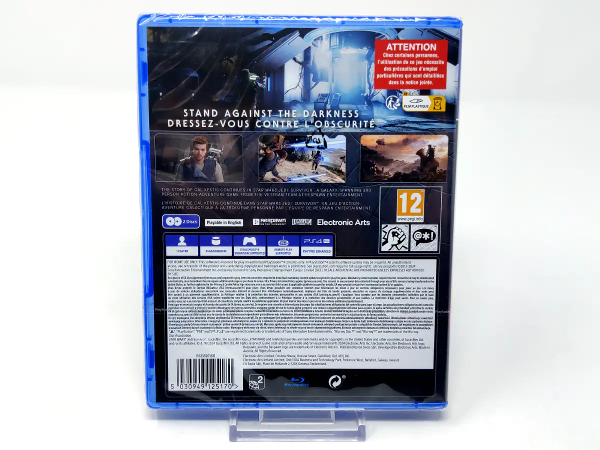 Parte trasera de Star Wars Jedi: Survivor (EUR) (Precintado) para PlayStation 4, edición PAL EUR