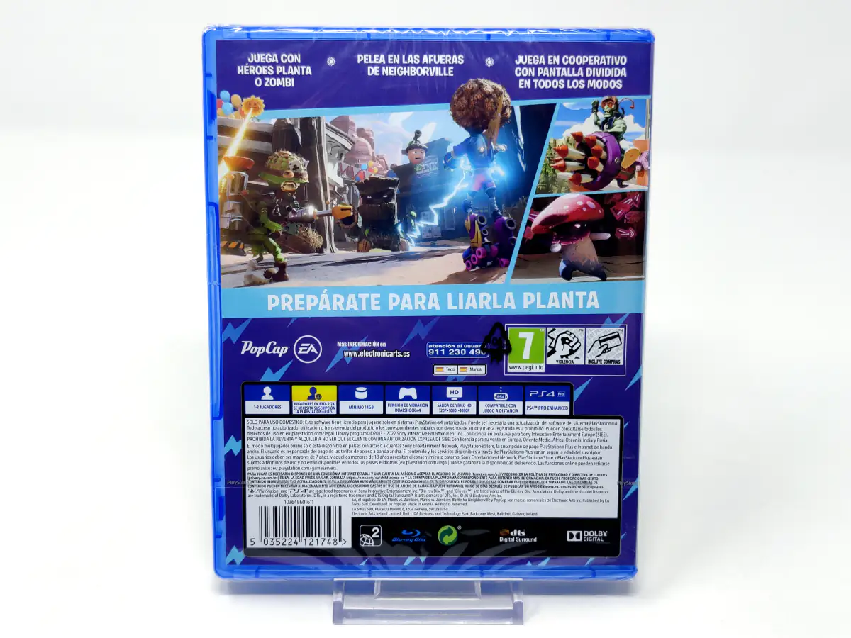 Parte trasera de Plants vs. Zombies: Battle for Neighborville (ESP) (Precintado) para PlayStation 4, edición PAL España