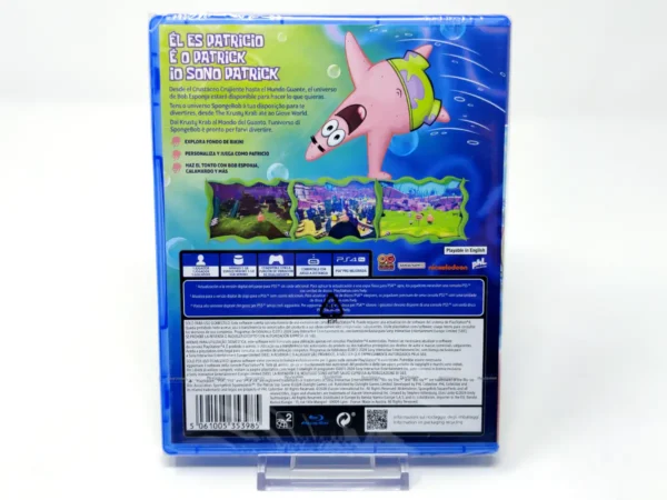 Parte trasera de Bob Esponja: El juego de Patricio Estrella (ESP) (Precintado) para PlayStation 4, edición PAL España