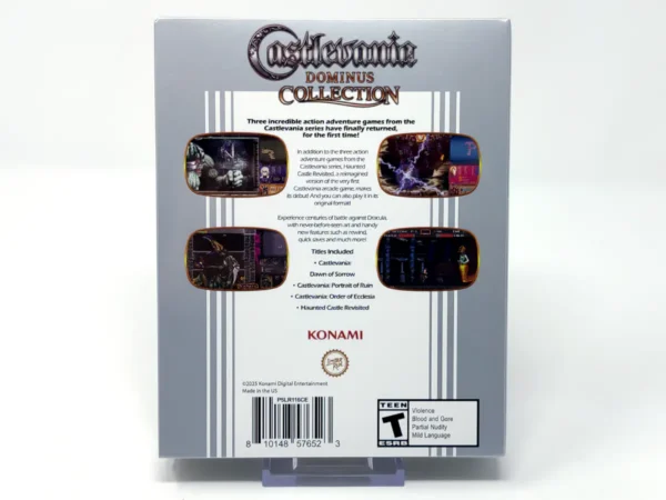 Lateral de la caja de Castlevania Dominus Collection (Classic Edition) (Limited Run) (USA) (Precintado) para PlayStation 4